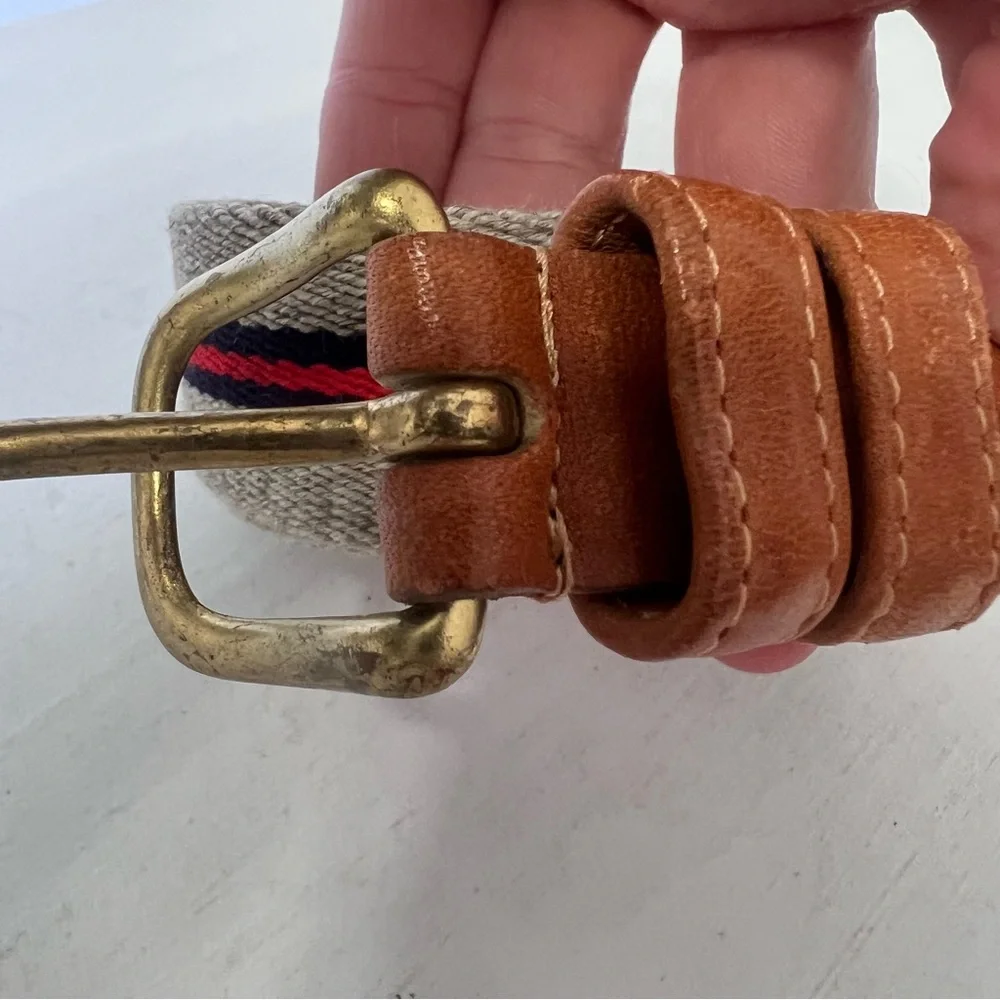 Coach Vintage Wool Leather Brass Hardware Blue Red Tan 8904 Size 32 Preppy